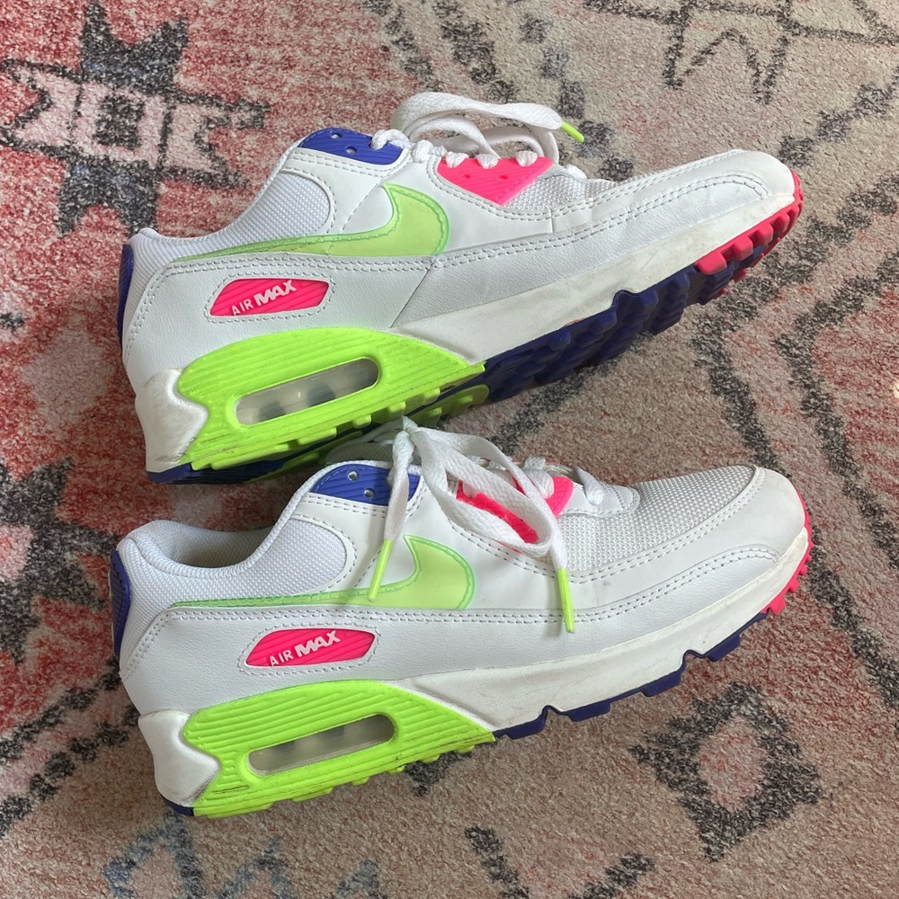 Nike Air Max 90 White with Green, Purple and Pink